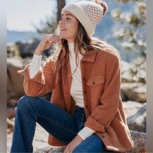 Marine Layer Eden Sherpa Overshirt Cashew Women’s Extra Large‎